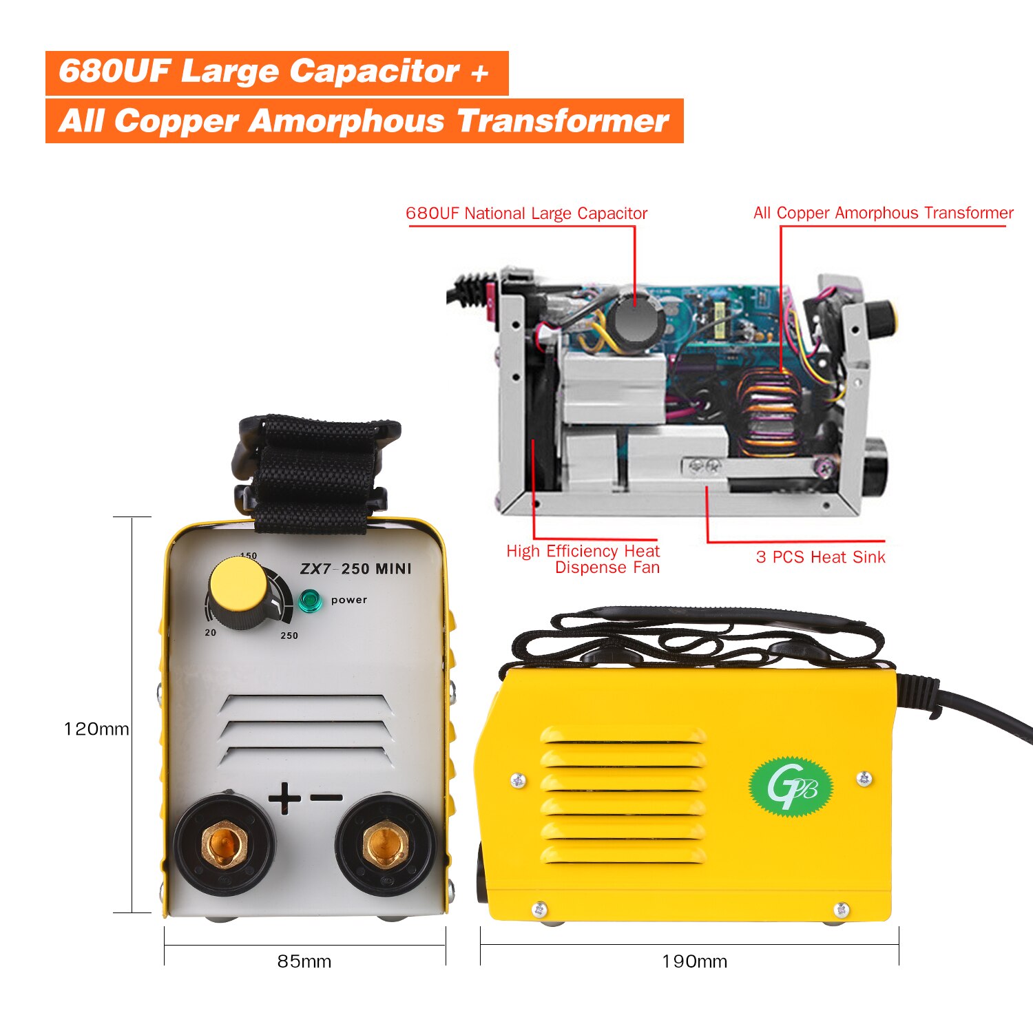 Arc 250Amps IGBT Welding equipment Portable Electric no-Stick for 2.5-3.2mm Rods for Electric Work with Safety Set