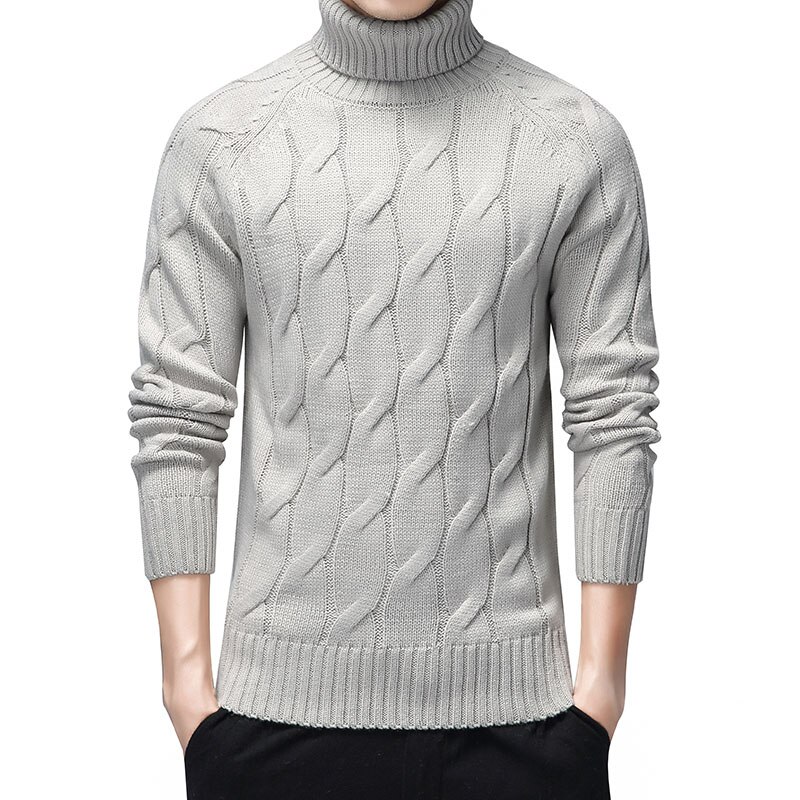 Sorte rullekravetrøjer mænd tyk varm vintertrøje til mænd casual pull homme bomuldstrøje mænd geometrisk mønster frakke: Grå / Xl
