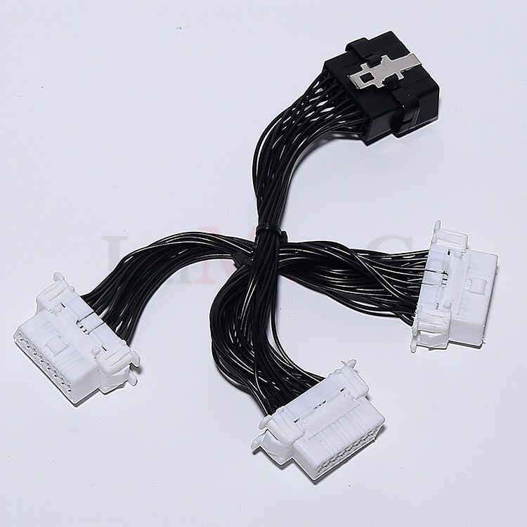 Car Diagnostic Electronic Wire Cable OBD2 16PIN Male to 3 Female For ELM327 OBD2 16PIN Connector Adapter White Wire
