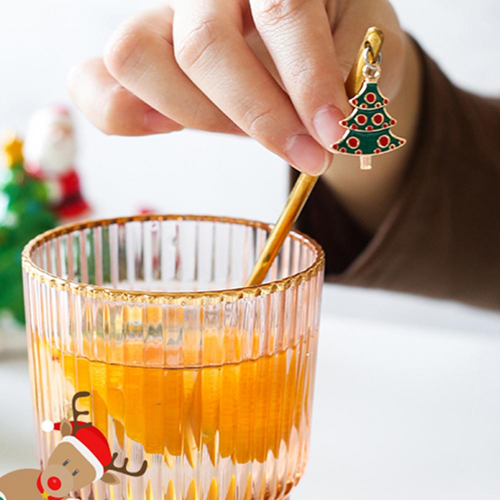 6Stck Weihnachten Löffel einstellen Mini Goldene Teelöffel innovativ Kaffee Löffel Rühren Löffel Zucker Löffel Teelöffel Für Weihnachten