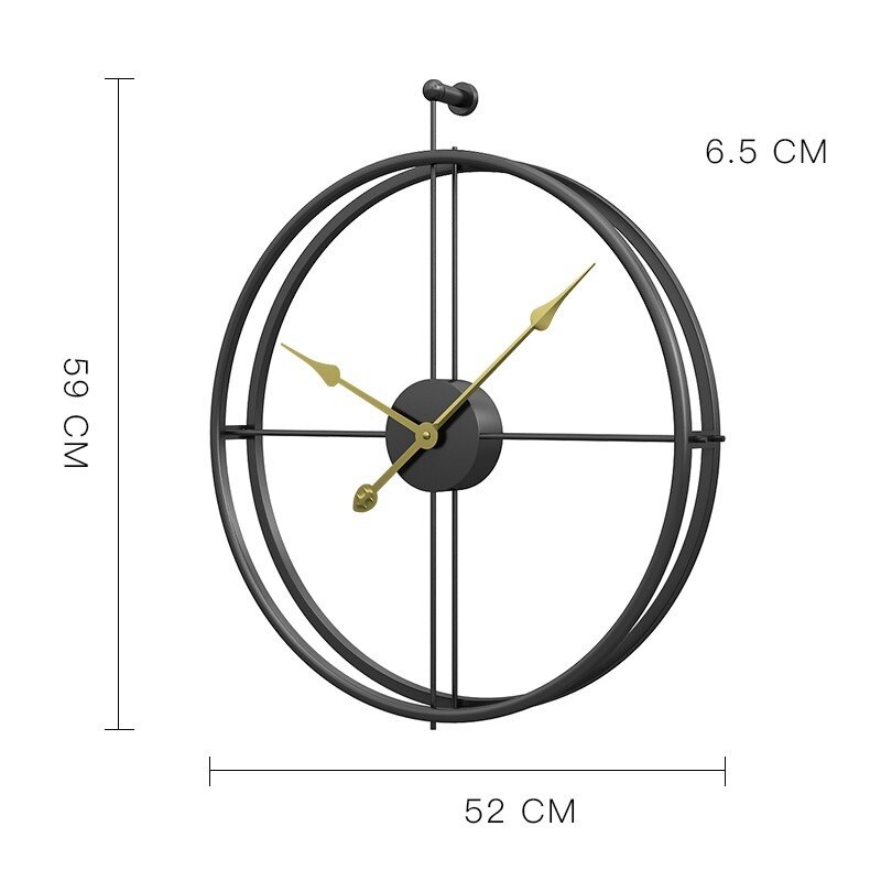 52cm grande relógio de parede metal do vintage design moderno para casa decoração escritório pendurado relógios sala estar clássico breve europeu quente