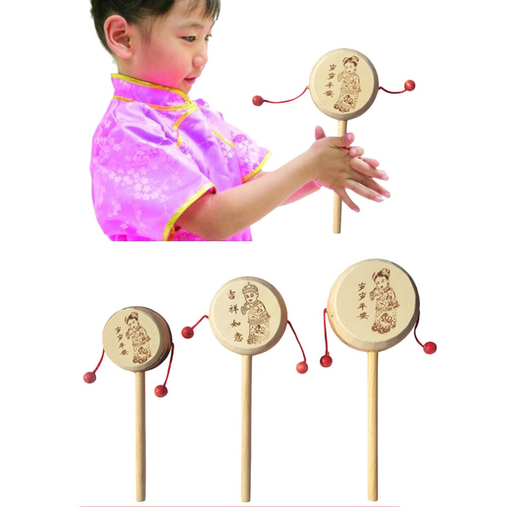 ! baby børn barn træ rangle tromme instrument barn musikalske legetøj kinesiske stilarter