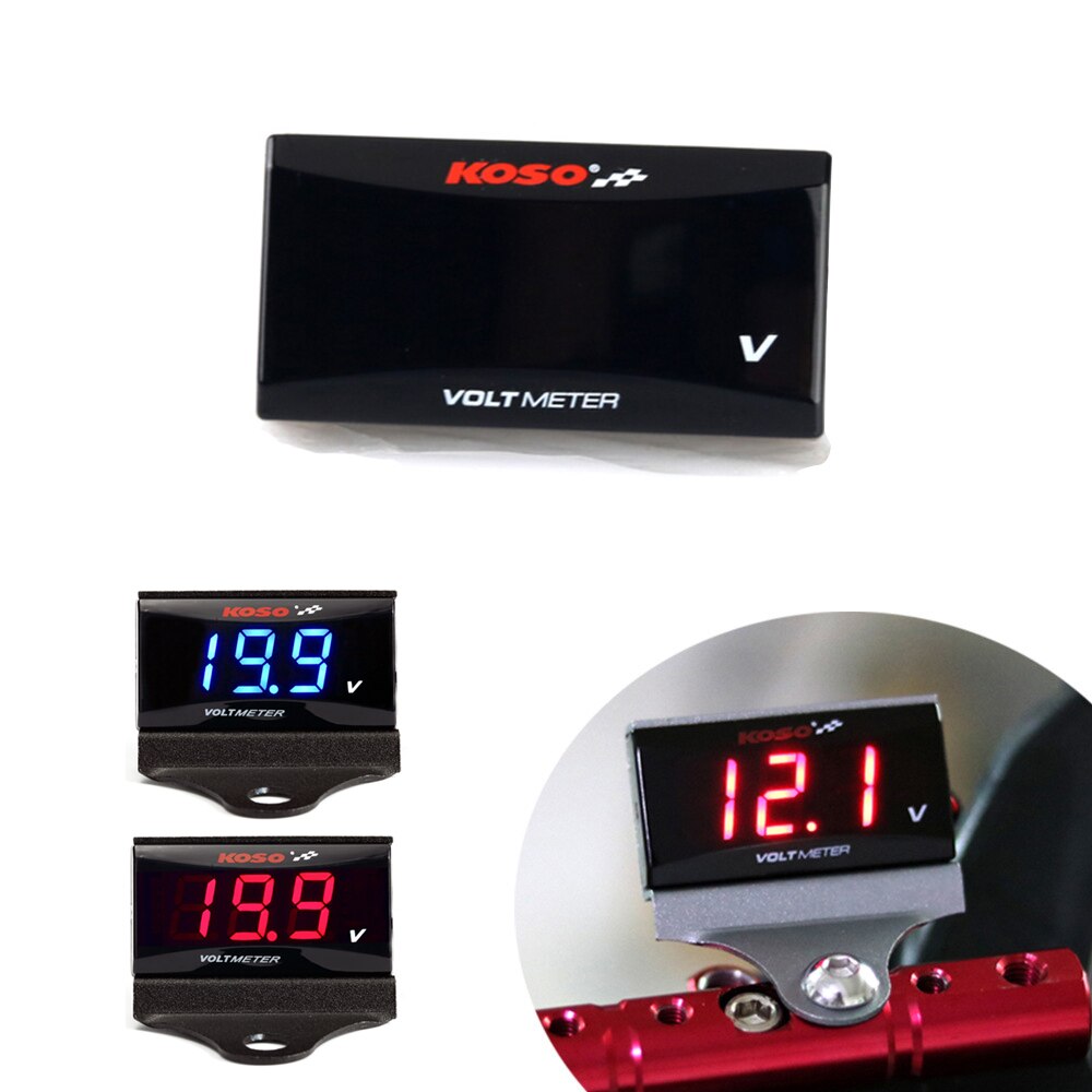 Koso-voltímetro Digital Universal para motocicleta, Mini medidor LED rectangular de voltaje, 12V