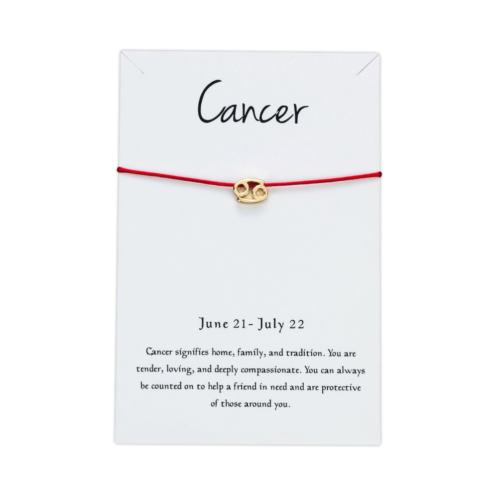 Lucky Eye Sterrenbeeld 12 Constellation Charm Armband Voor Vrouwen Mannen Armband Wish Card Sieraden Goud Kleur CN128: Cancer