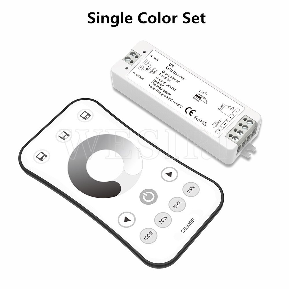2.4G RF LED Controller Dimmer – Wireless Remote For CCT RGB RGBW RGBCCT Strips 12-24V