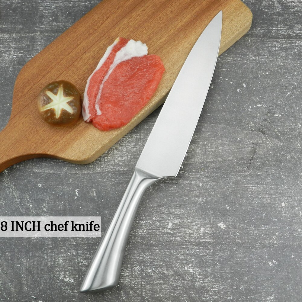 RZD Japanese Cooking Knives Set Chef 8'' Inch Santoku Chopping Utility Knife Holder Wooden Stand Storage Save Space Kitchen Tool: C 1 chef knife