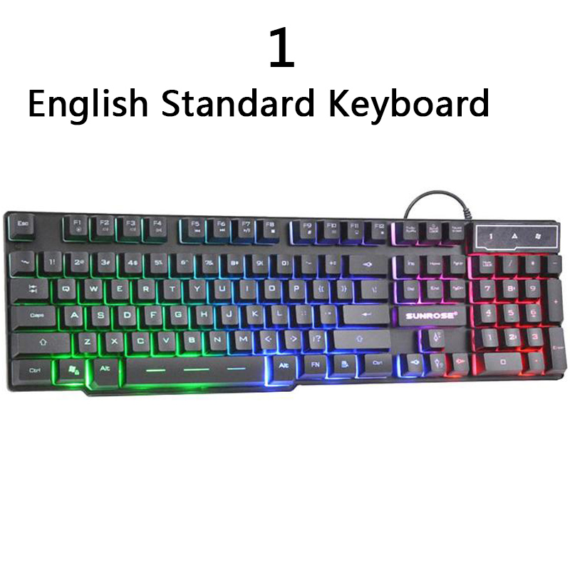 Keyboard With Backlight RGB Waterproof Mechanical Keyboards Feeling Gaming Russian Gamer PC Computer LED 104 Keys Standard USB: English Standard