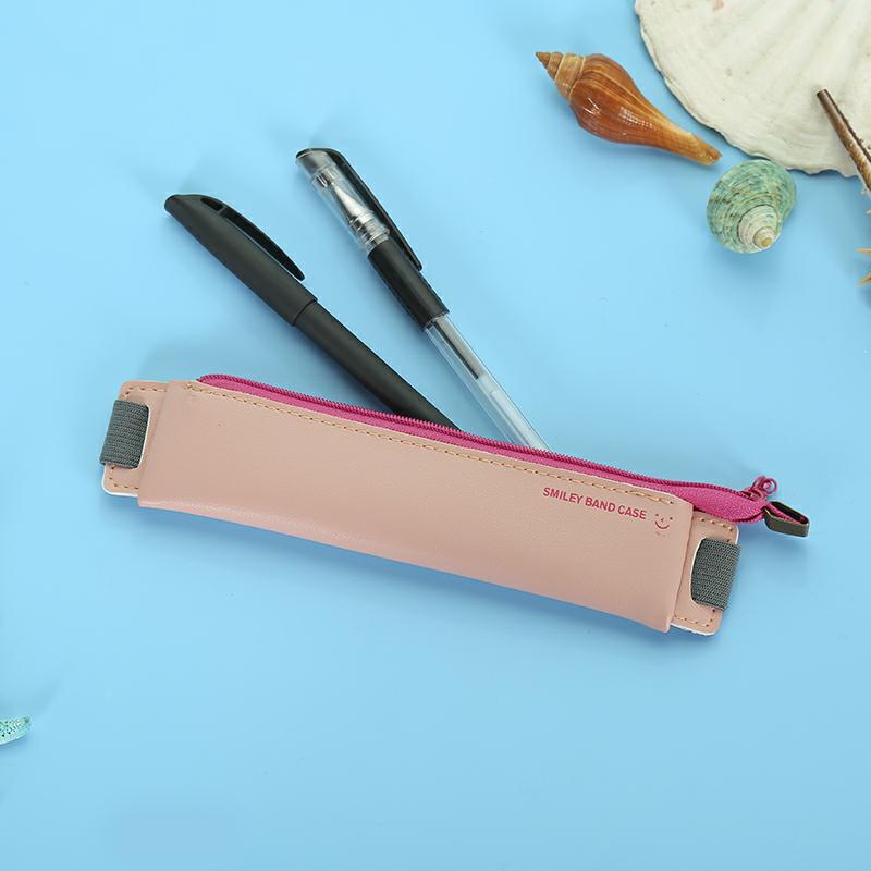 Mini Kawaii Pencil Case Pencil Cases Stationery For Office Pen Case Elastic Band Leather School Supplies Pencil Bags: fense