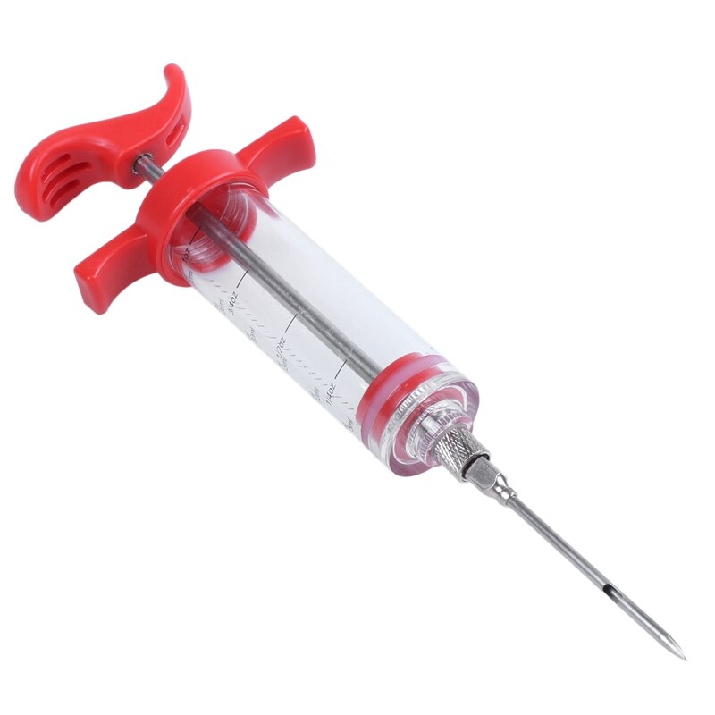 Marinade Red Injector Flavor Syringe Cooking Meat Poultry Turkey Chicken BBQ Tool 22*7CM