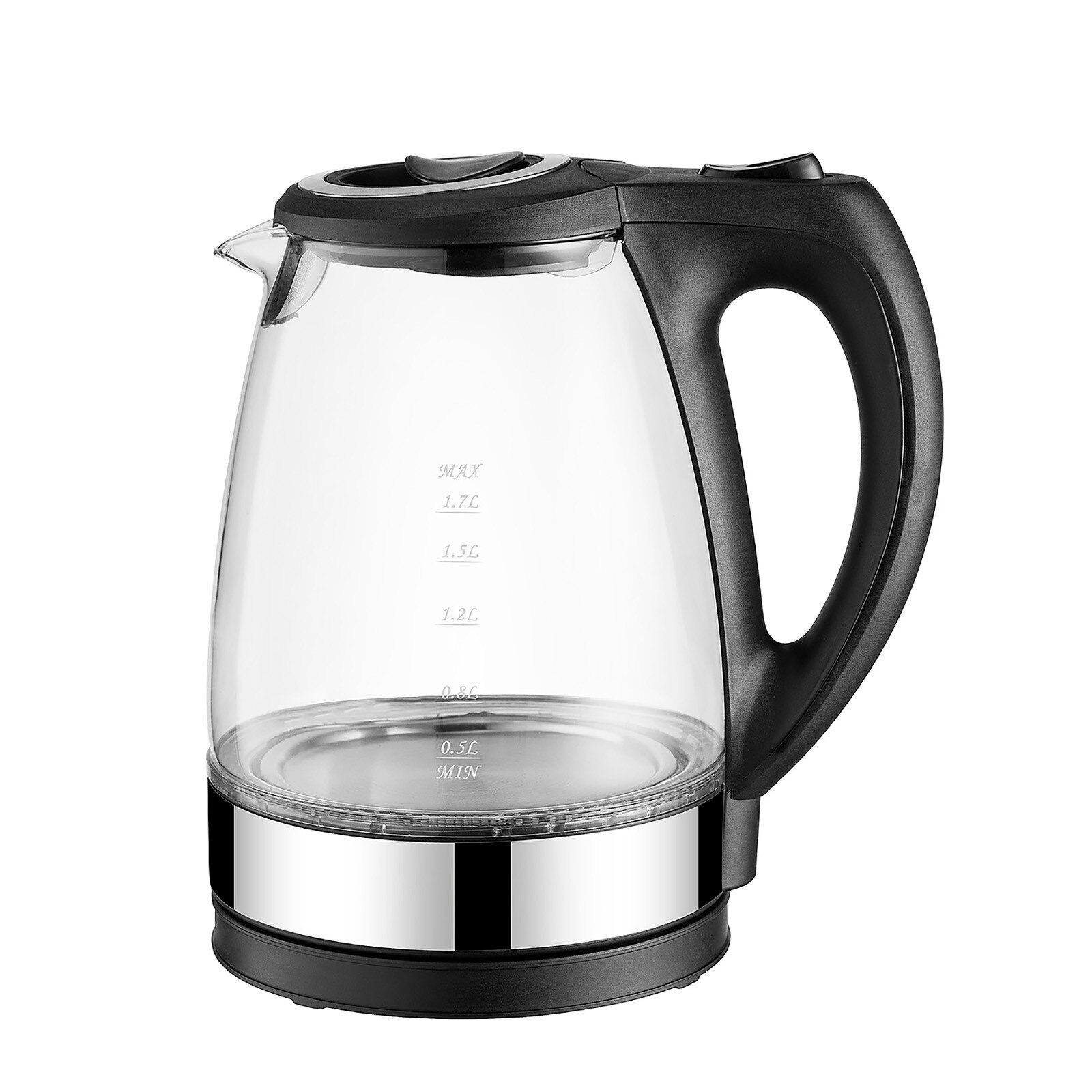 Portable Electric Glass Kettle 1.7L with Blue LED Light and Stainless Steel Base: A