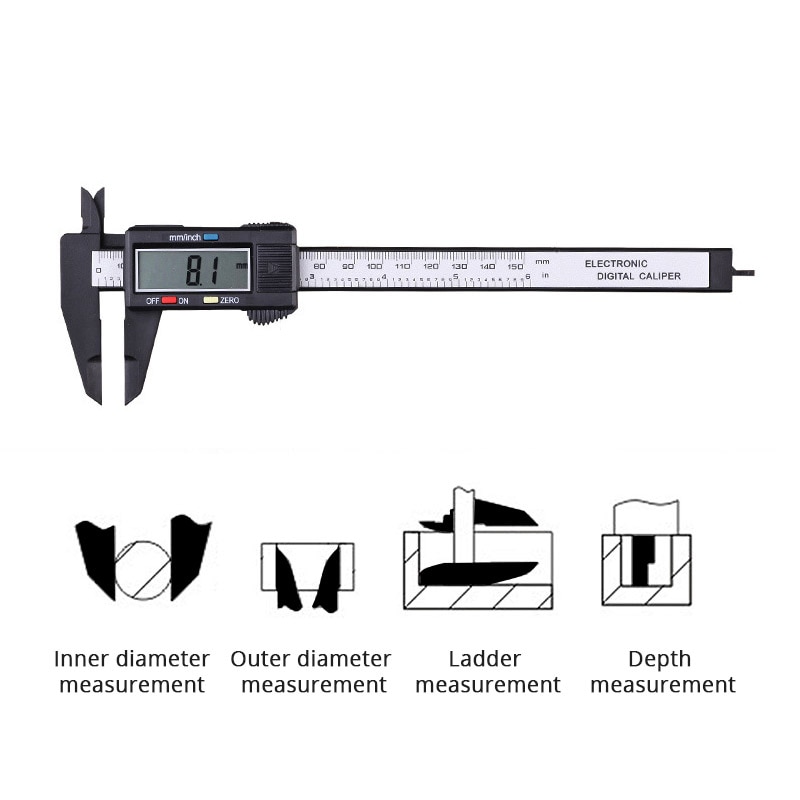 Pied à coulisse électronique numérique LCD 0-150mm, micromètre à Fiber de 6 pouces, outil de mesure précis, règle de paquimètre numérique
