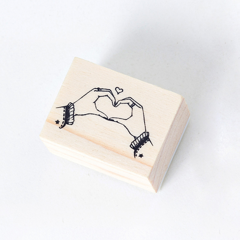 XINAHER-sello de madera con gesto para manualidades, sellos de goma madera, decoración para álbum de recortes diario, sello estándar