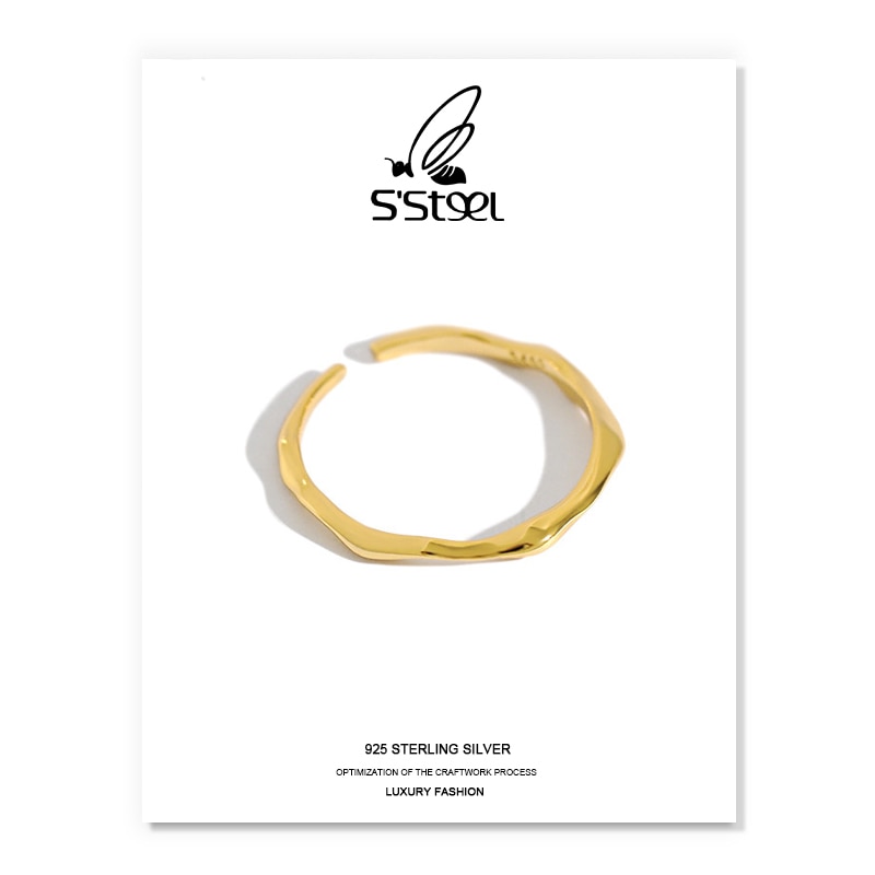 Onregelmatige 925 Sterling Zilveren Korea Ringen Vrouwelijke Resizable Handgemaakte Open Ringen Bijoux Argent 925 Massif Giet Femme Fijne Sieraden
