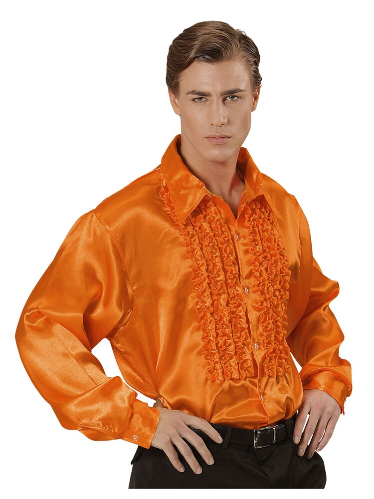 widman camisa de chorreras naranja, años 70, varias tallas, disfraz de hombre adulto, para fiestas, carnaval, despedidas