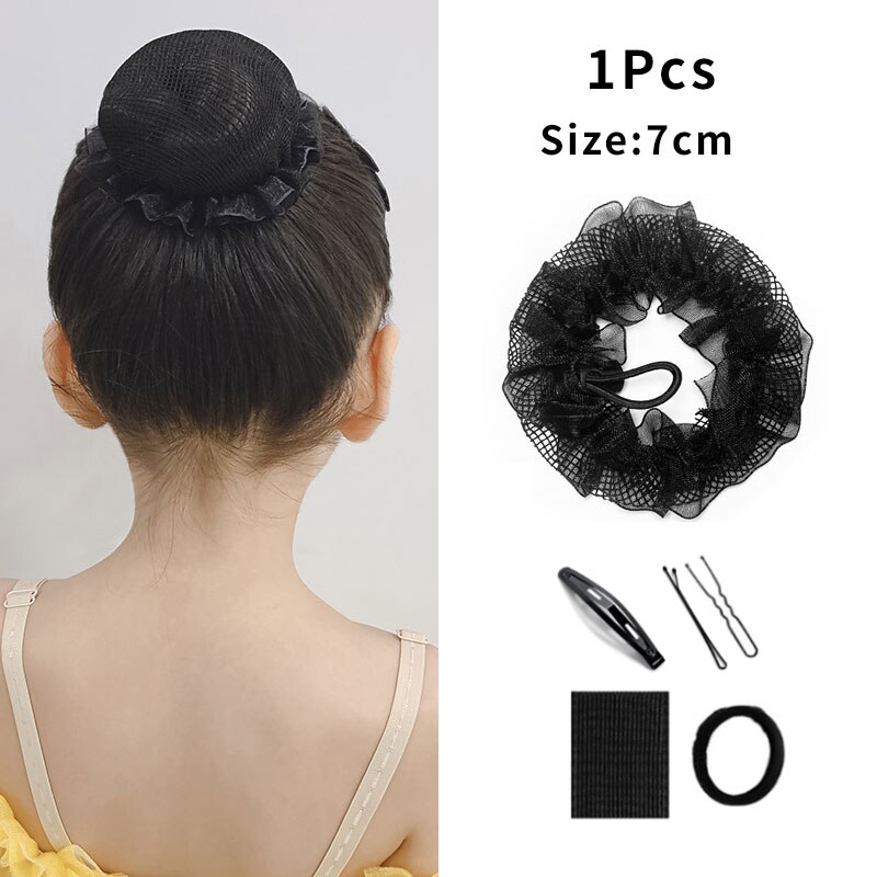 Cuerda para el pelo para mujer, red elástica para el pelo, Kit de peluquería negro, malla pequeña Invisible para moño de pelo, Donut para enfermera, estilo de cabello: Drawstring 01