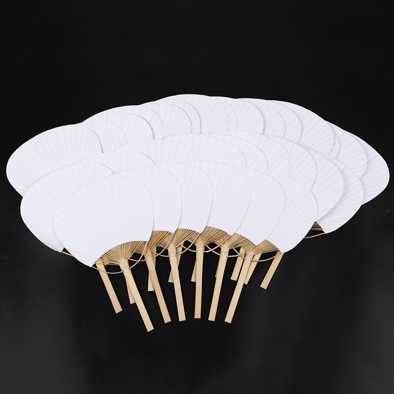 30 pcs/lot wedding White Paddle Fan for wedding decoration