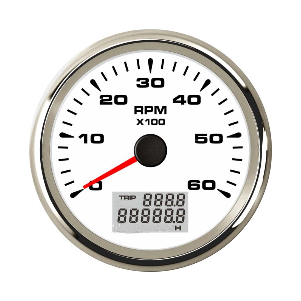 85mm Univesal Tachometer RPM Gauge Rev with Hourmeter 9-32V 8 Colorful Backlights: 6K WS