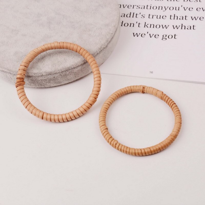 Trendy Houten Charm Bangle Voor Vrouwen Meisjes Bohemen Accessoire Rotan Weven Braceletr Hout Armbanden Set: big and small