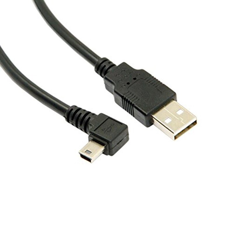 Mini Usb B Type 5pin Male Haaks 90 Graden Naar Usb 2.0 Male Data Kabel Met Emi Ferrietkern 5 Meter