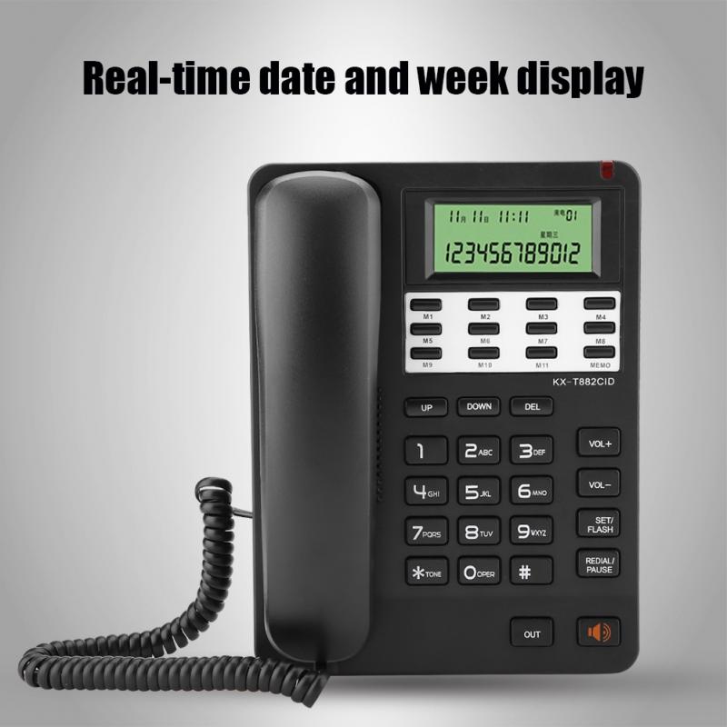 Office Landline Telephone DTMF\FSK Dual System for Home Hotel Wired Desktop Phone Telephone Digital LCD Screen Display