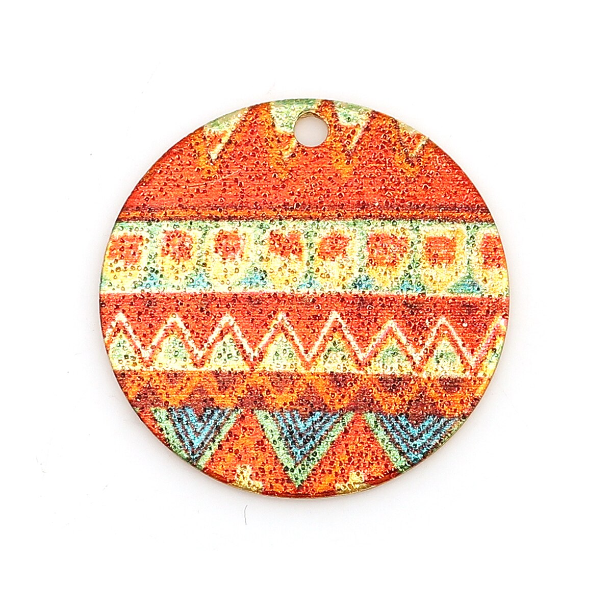 DoreenBeads Women Zinc Based Alloy Enamel Painting Charms Round Gold Color Multicolor Geometric 20mm( 6/8&quot;) Dia, 10 PCs: 12