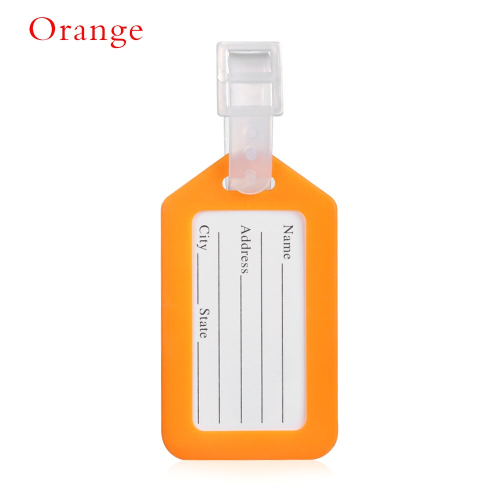 1 Uds. porta Dirección de identificación para maletas de viaje, etiqueta de equipaje de plástico, etiqueta de equipaje, etiqueta portátil, accesorios de viaje para hombres y mujeres: Naranja