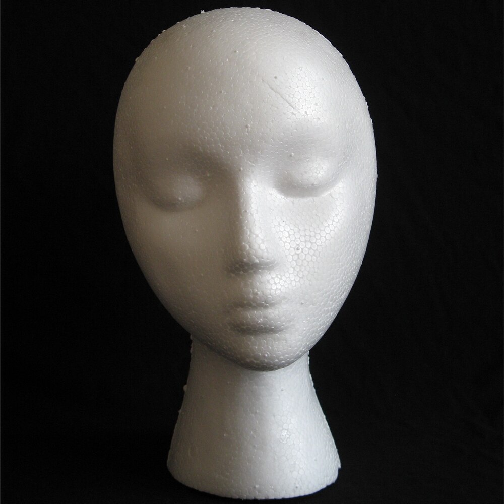 Tête de Mannequin en polystyrène pour femmes, 1 pièce, noir, lunettes, chapeau, présentoir, modèle de tête en mousse populaire, blanc: C