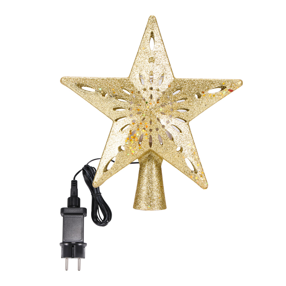 Decoraciones de estrella de hierro puntiagudo parte superior del árbol de Navidad arreglo Vertical de productos de lentejuelas de pentagrama de estrella