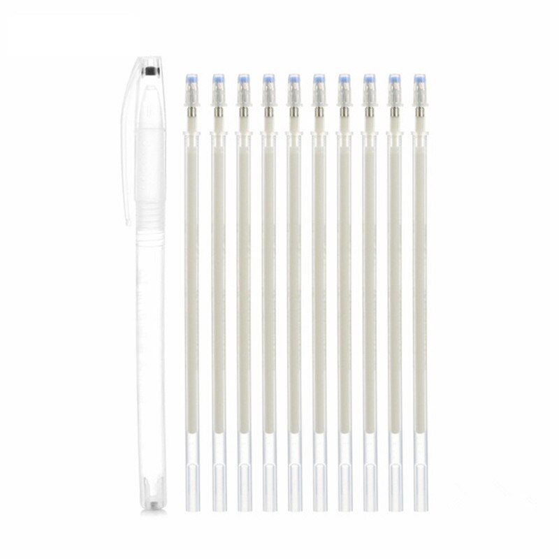11pcs/set Heat Wrap Fade Out Fabric Markers Pencil High Temperature Disappearing Marker Pens Sewing Drawing Lines Accessories: Beige