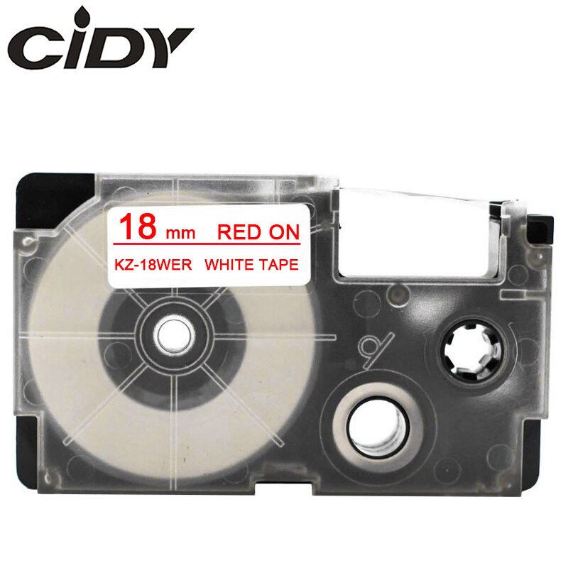 CIDY XR18WE Compatible Label Tape XR-18WE XR 18WE Casio Black on White 18mm label ribbon for KL-60-L KL-120 KL-750 label maker: 18mm red on white