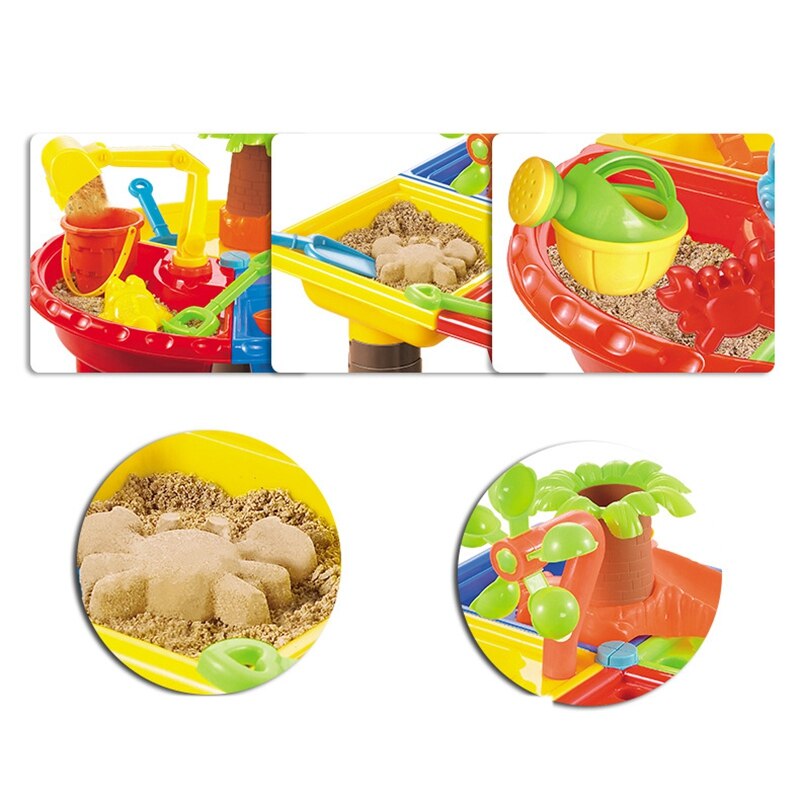 Kids Sand Pit Set Sand &amp; Water Table For Toddler Sandbox Activity Table Beach Toys For Sand Castles Water Play