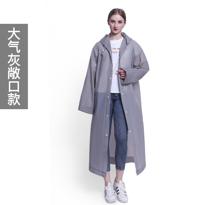 Men Women Unisex Transparent Waterproof Jacket EVA Hooded Adult Raincoat Plastic Reusable Rain Coat Poncho Rainwear: Gray