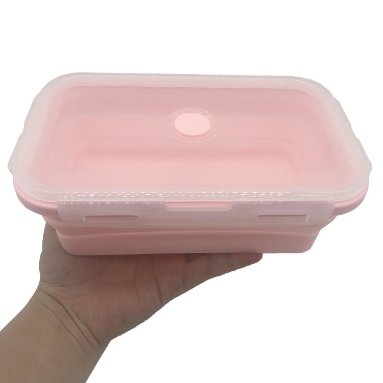 Silikone madkasse silikone madkasse madkasse bento kasser mikroovn spisestel mad opbevaringsbeholder madkasse camping forsyninger: Lyserød / 800ml