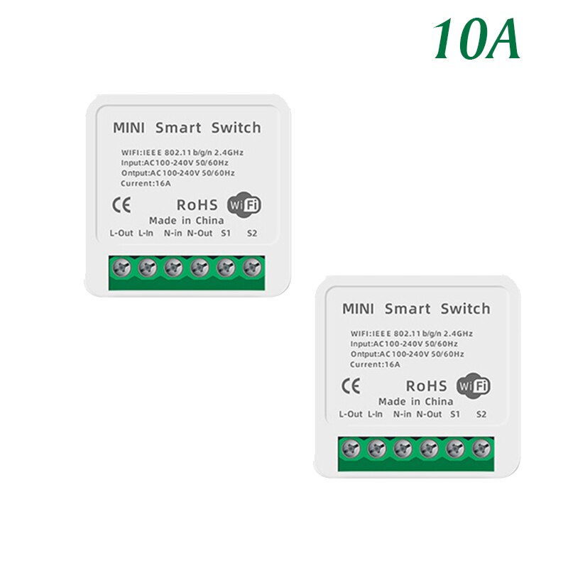 10A 16A Tuya Smart Life Wifi Switch Relay Breaker Module Automation Smart Lighting Google Home Alexa Echo Remote Control App: 2pcs 10A
