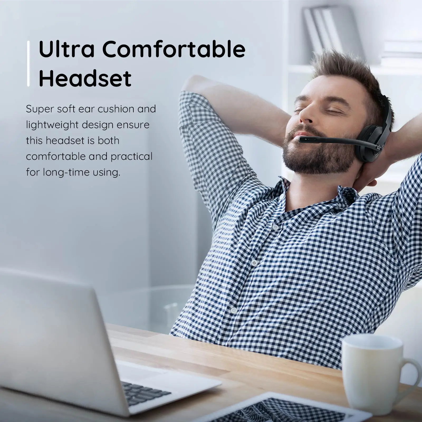 EKSA H5 Bluetooth 5.0-Kopfhörer zum Anrufen mit 2 ENC-Mikrofon-Mittelkopfhörern mit Ladestation, USB-Dongle für das Büro