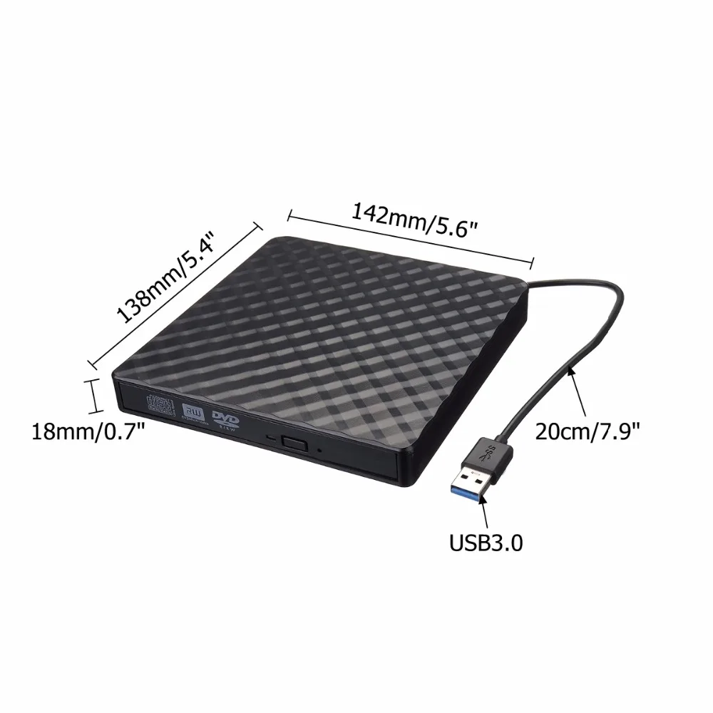 Externe USB3.0 DVD RW CD-schrijver Slanke optische drive Branderlezer Speler Ladetype Draagbaar voor pc-laptop