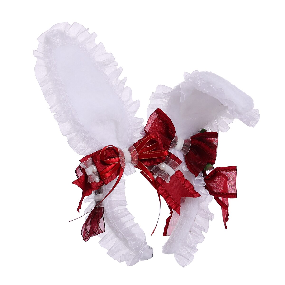 Diadema con Orejas de conejo para niña, tocado Kawaii de Lolita, tocado de conejo hecho a mano, KC japonés, dulce Conejo, ropa para la cabeza para el día de Pascua: red