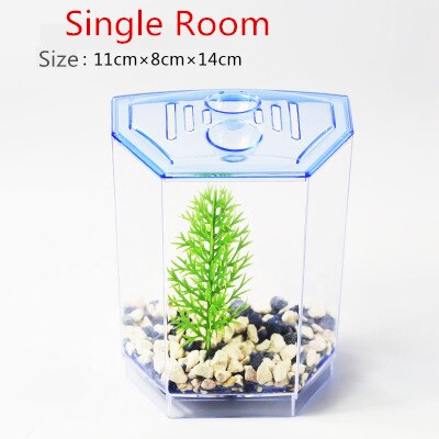 Blue Acrylic Aquarium Betta Tank Mini Incubator Fishbowl For Fry Isolation Hatchery Guppy Fish Reptile Cage Turtle House: 1 room