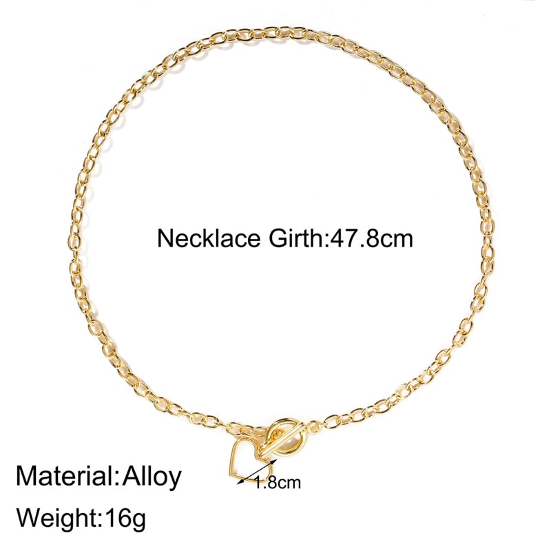 17KM Gold Splitter Herz Anhänger Halsketten Kragen Vintage Chunky Kette Halskette für Frauen Schmuck Besten Freund