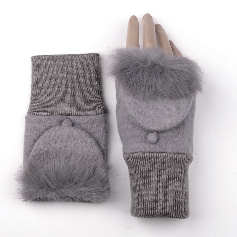 Mode Winter Warme Handschoenen Vrouwen Kasjmier Handschoenen Clamshell Vingerloze Handschoenen Touch Screen Handschoenen