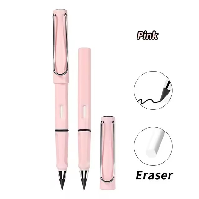 Eternal Pencil Unlimited Writing No Ink Pen Pencils for Writing Art Sketch Stationery Kawaii Pen School Supplies: Orange
