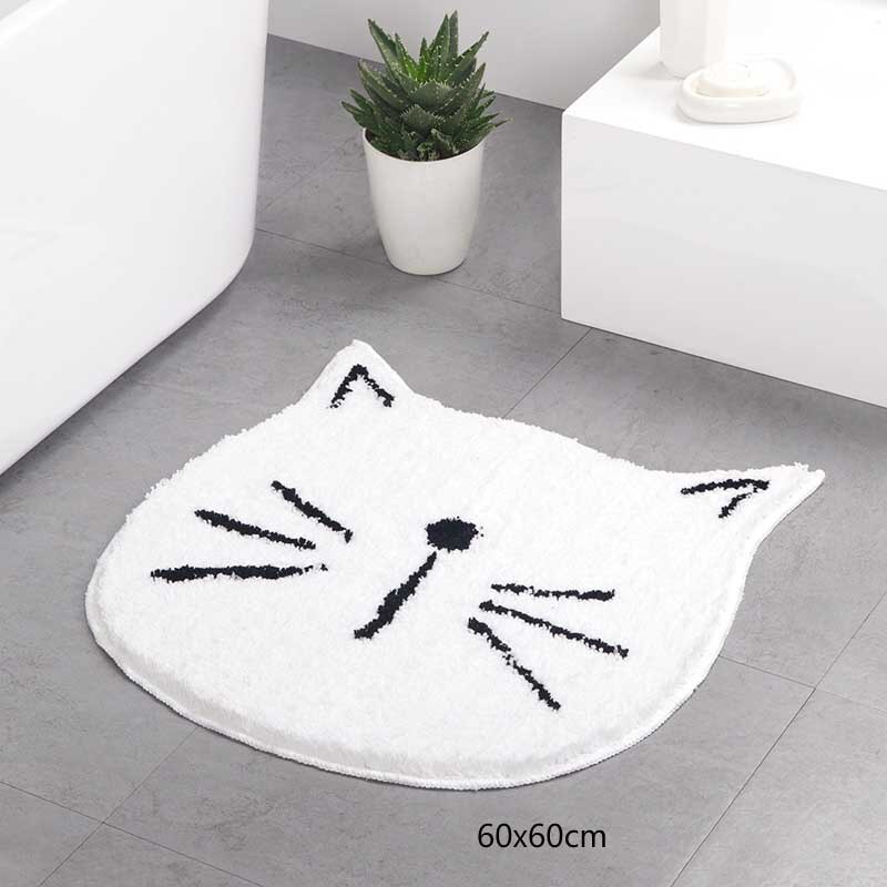Cartoon kat entree deurmat badkamer waterabsorptie badmat antislip dierenprint tapijt voor slaapkamer keuken: Wit