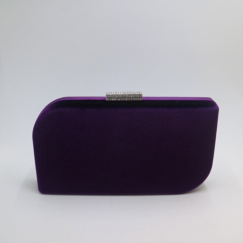 Dark Green Velvet Hard Case Box Clutch Evening Bags and Clutch Purses Handbags with Shoulder Chain for Ball Party Prom: B-Purple