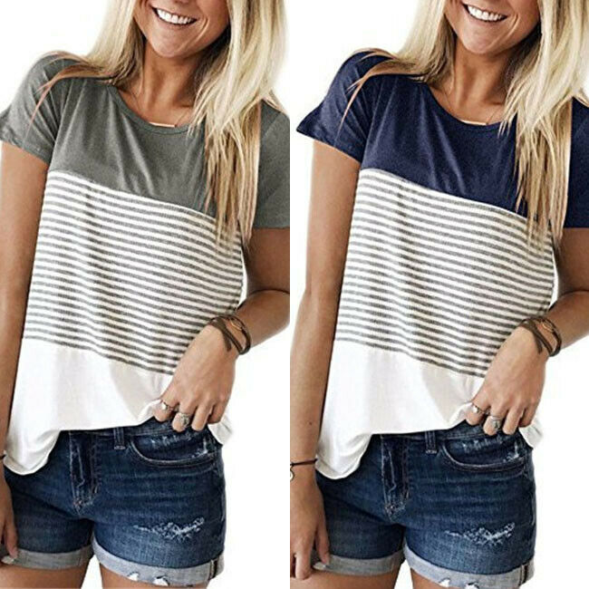 Donne Maternità Vestiti Allattamento Al Seno Magliette E Camicette Manica Corta T-Shirt Infermieristica Estate Casual Allentato Morbido A Righe Della Signora Magliette E Camicette T-Shirt