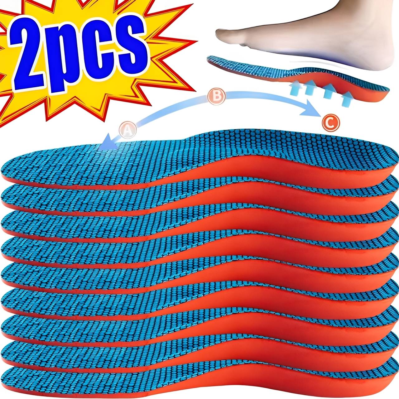 2 stücke Einlegesohlen Sport Einlegesohlen für Schuhe Sohle Stoßdämpfung Deodorant Atmungsaktive Kissen für Orthopädische Einlegesohle Mann Frauen Neue