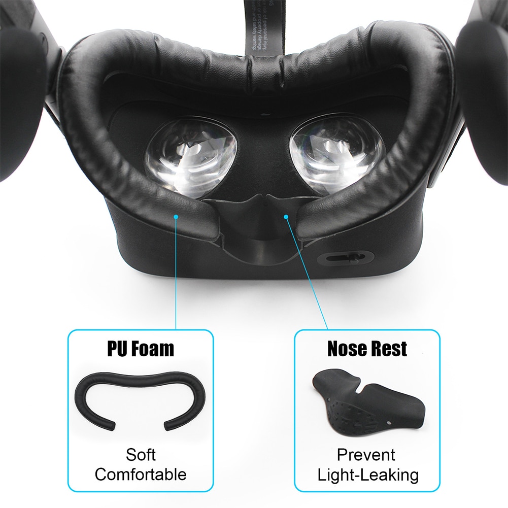 Gesichts Interface Set Eye Maske Pad Ersetzen Zubehör Schwarz Abdeckung PU Leder Schaum Nase Rest Komfort Für Oculus Rift VR headset