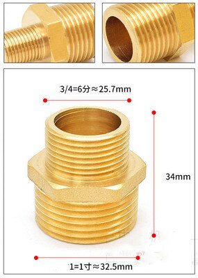Messing rør sekskantet nippel fitting lynkobling adapter 1/8 1/4 3/8 1/2 3/4 1 bsp han til han gevind vand olie gas stik: 6-g1