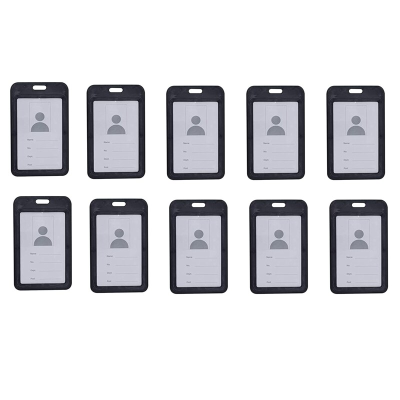 10Pc ID Holder with Neck Lanyard Strap ID Badge Holder Clear Waterproof ID Card Holder with 1 Credit Card Slot: Black