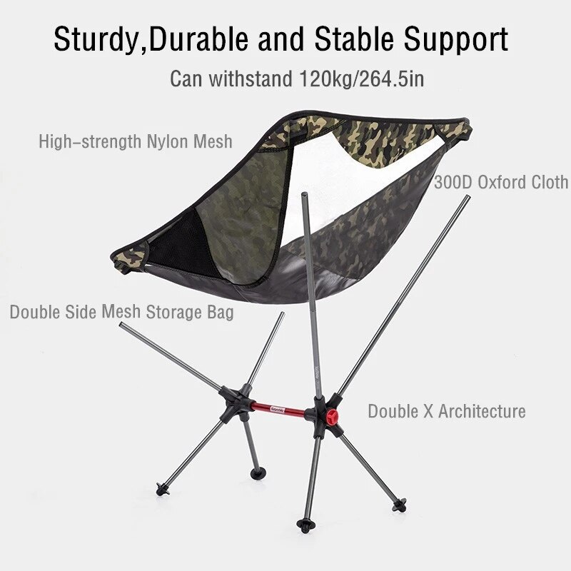 Naturehike 300d oxford klut nylon aluminiumslegering mesh Strand piknik fiskestol lett bærbar sammenleggbar campingstol