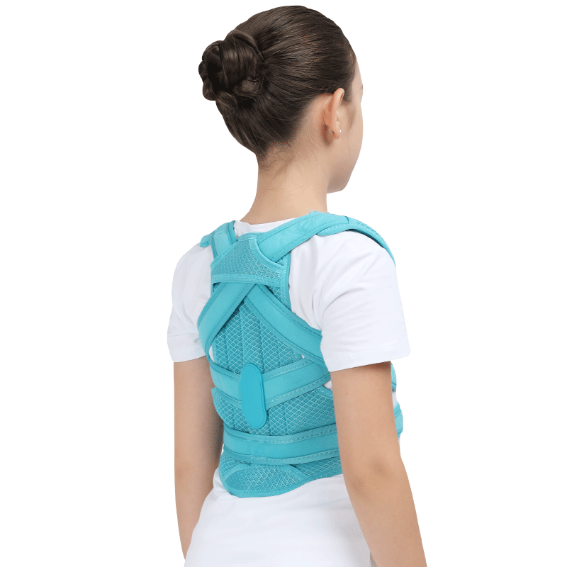 Corretor de postura ajustável para costas, cinta para apoio do ombro, cintura, cinta para correção de postura das costas, para adultos e crianças, para meninos e meninas: Blue / M